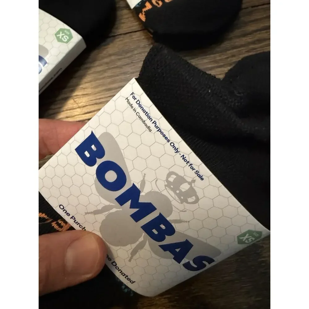 NEW Bombas KIDS XS 5-Pack Honeycomb Solids Ankle Socks in Black NWT
